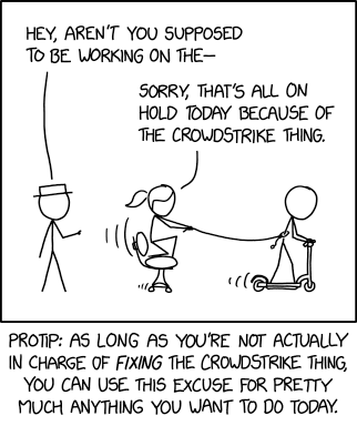 XKCD comic #2961 "CrowdStrike" from https://xkcd.com/2961/
